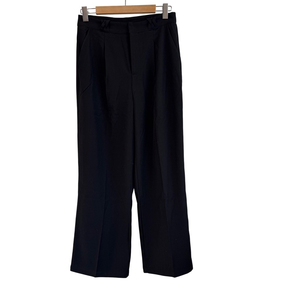 CIDER Black Wide Leg Pleated‎ High Waist Trousers Pants Size M/L NWT
